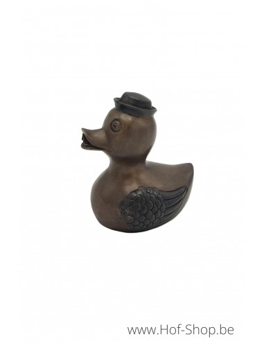 Eend met hoedje - bronzen beeld (BS1514B)