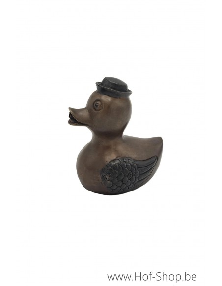 Eend met hoedje - bronzen beeld (BS1514B)
