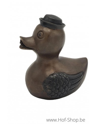 Eend met hoedje - bronzen beeld (BS1514B)