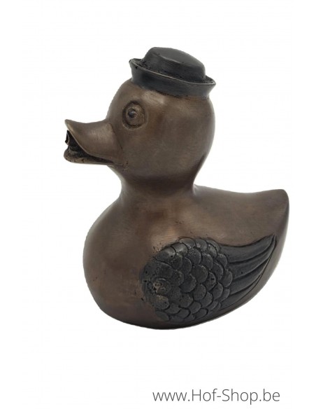 Eend met hoedje - bronzen beeld (BS1514B)
