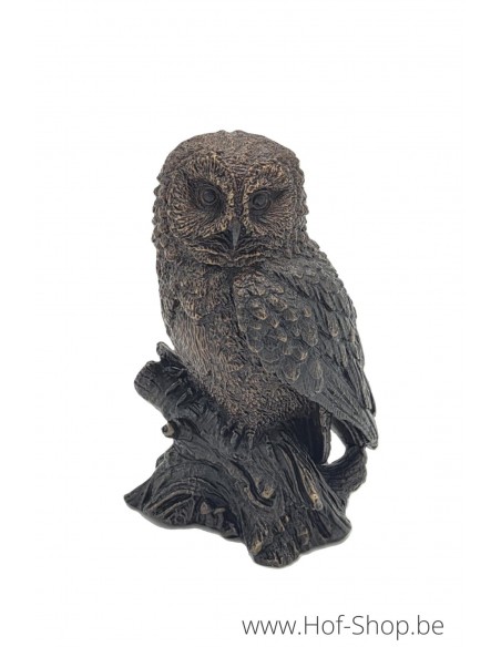 Uil op boomstronk - bronzen beeld (BS1513B)
