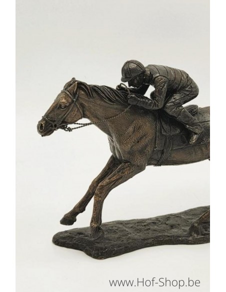 Jockey op paard (klein) - bronzen beeld (BS1095B)