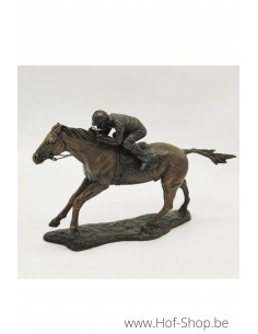 Jockey op paard (klein) - bronzen beeld (BS1095B)