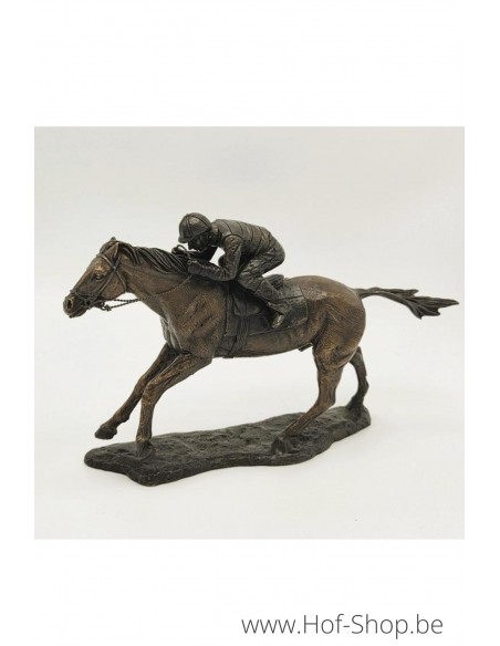 Jockey à cheval (petit) - statue en bronze (BS1095B)