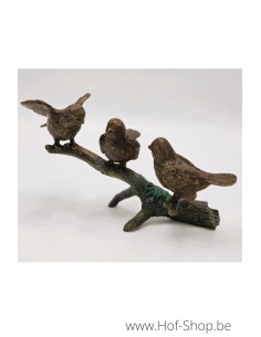 Drie mussen op takje - bronzen beeld (BS0977B)