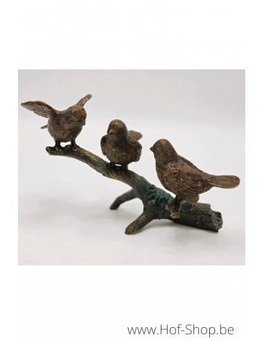 Drie mussen op takje - bronzen beeld (BS0977B)