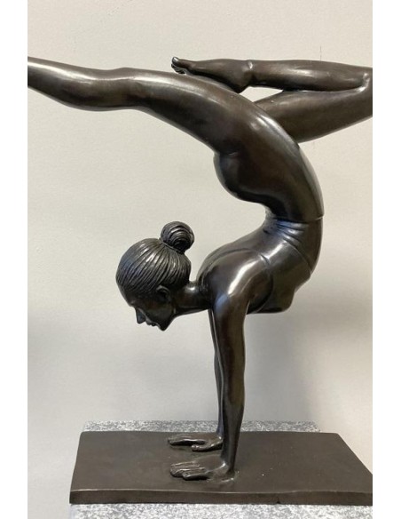 Fille de yoga en poirier - statue en bronze (BS1496B)