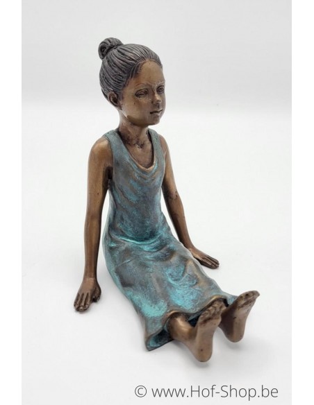 Zittend meisje - bronzen beeld (ABS1498B)
