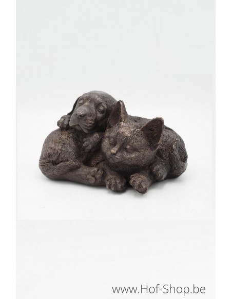 Chien et chat - statue en bronze (BS1472B)