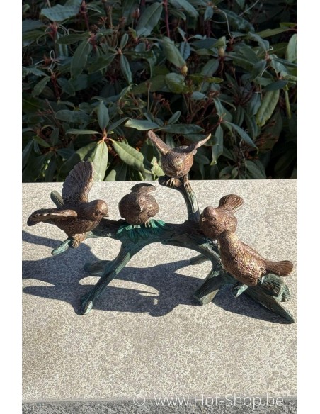 5 oiseaux sur branche - statue en bronze (BS0783B)