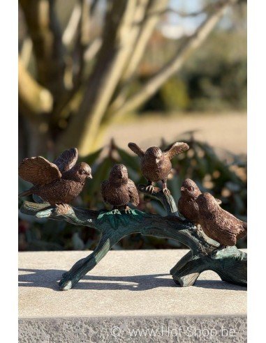 5 oiseaux sur branche - statue en bronze (BS0783B)