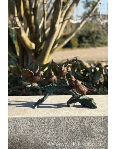 5 oiseaux sur branche - statue en bronze (BS0783B)