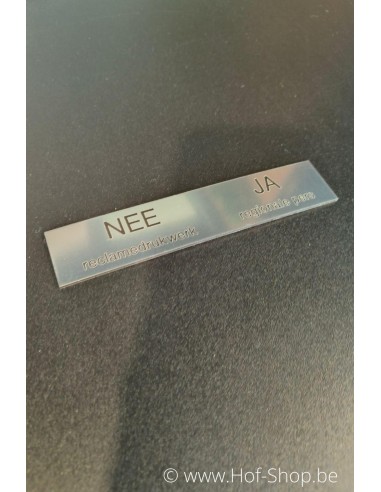 NEE reclamedrukwerk JA regionale pers sticker - plaatje in acrylaat