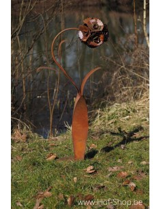 Gebogen roos - metalen figuur in ecoroest (MD14192)