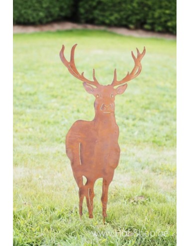 Grand Piquet de Jardin Cerf - figurine en métal Ecorouille (55 x 1 x 134 cm)