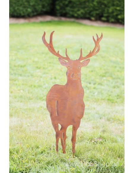 Grand Piquet de Jardin Cerf - figurine en métal Ecorouille (55 x 1 x 134 cm)