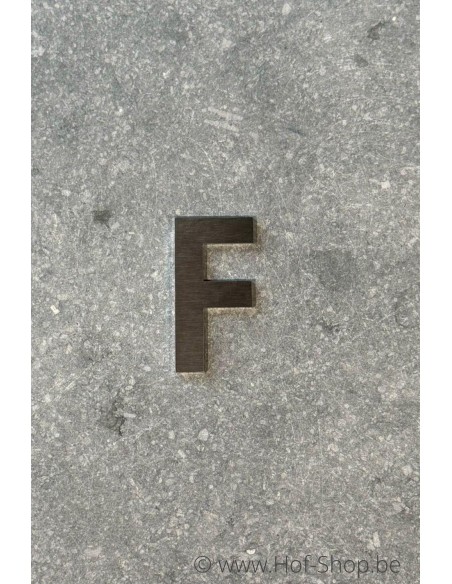 Lettre F - acier inoxydable de 5 cm de haut (numéro de maison 'fuji' KatoDesign) - Lettre majuscule