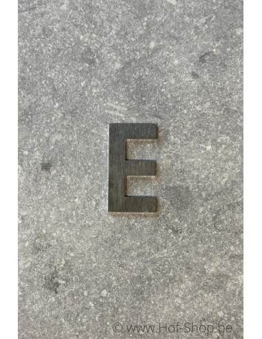 Lettre E - acier inoxydable de 5 cm de haut (numéro de maison 'fuji' KatoDesign) - Lettre majuscule