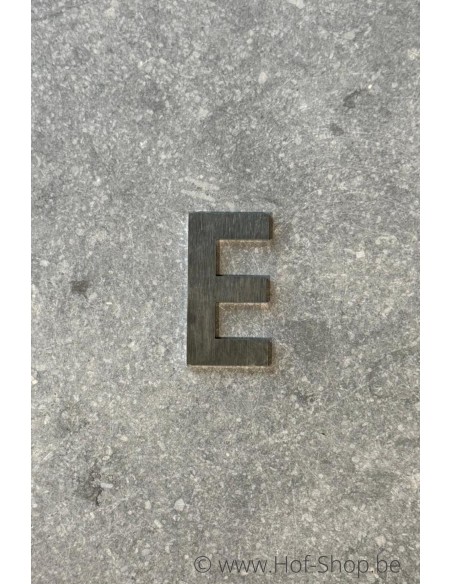 Lettre E - acier inoxydable de 5 cm de haut (numéro de maison 'fuji' KatoDesign) - Lettre majuscule