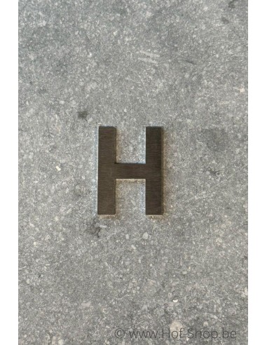 Letter H - inox 5 cm hoog (huisnummer 'fuji' KatoDesign) - hoofdletter