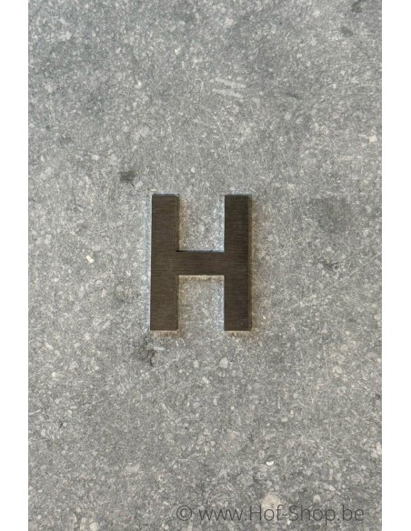 Letter H - inox 5 cm hoog (huisnummer 'fuji' KatoDesign) - hoofdletter