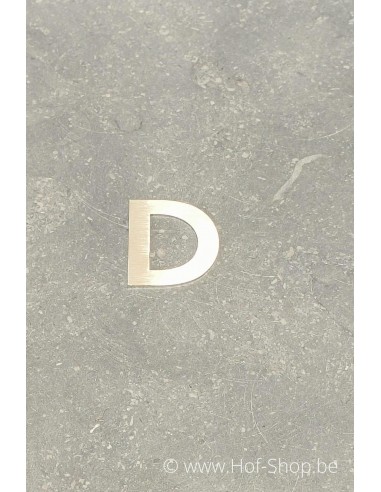 Letter D - inox 5 cm hoog (huisnummer 'fuji' KatoDesign) - hoofdletter