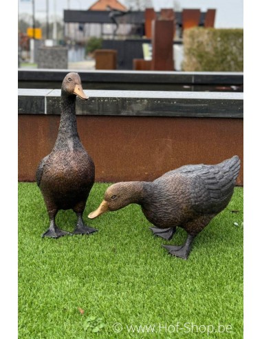 Staande eend  - bronzen beeld (GA1267BR-B)