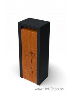 Boîte aux lettres Libus à motif de fleur de vessie - Geroba noire avec acier Corten