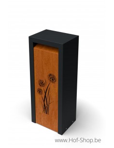 Boîte aux lettres Libus à motif Allium - Geroba noire avec acier Corten
