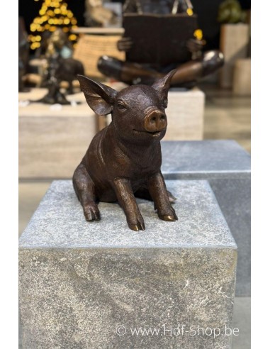 Cochon assis - statue en bronze (BS1136B)