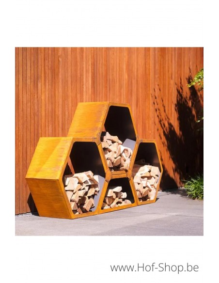 Hex 91,5 x 40 x 40 cm - Adezz houtopslag in cortenstaal