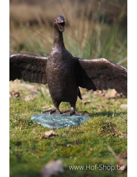 Flapperende eend - bronzen beeld (BS0379B)