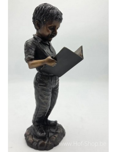 Jongen met boek - bronzen beeld (BS1553B)