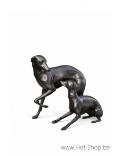 Paire de lévriers - statue en bronze (B826)