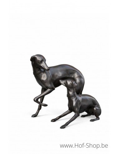 Paar windhonden - bronzen beeld (B826)