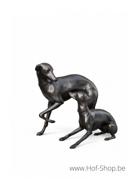 Paire de lévriers - statue en bronze (B826)