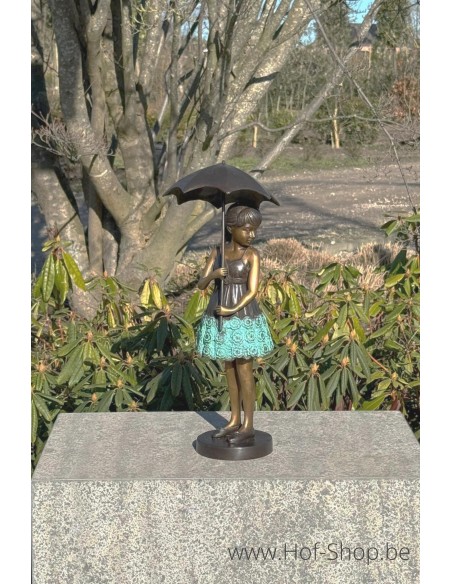 Meisje met paraplu - bronzen beeld (AN1279BR-V)