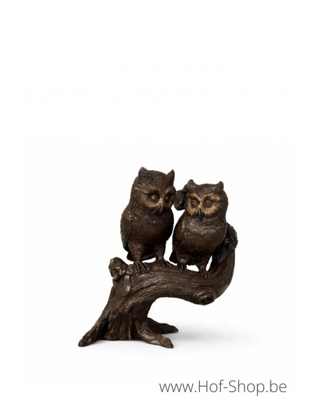 2 uilen op boom - bronzen beeld (BS0801B)