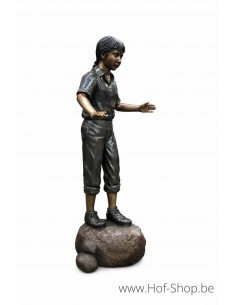 Meisje op rots - bronzen beeld (B881-2)
