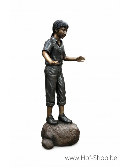 Meisje op rots - bronzen beeld (B881-2)