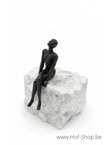 Figurine « Looking at the sky » sur pierre naturelle - statue en bronze (BS1567B)