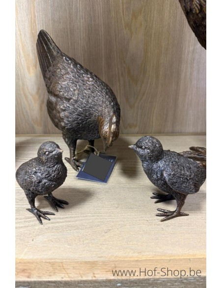 Poule avec ses poussins - statue en bronze (BS1126B)