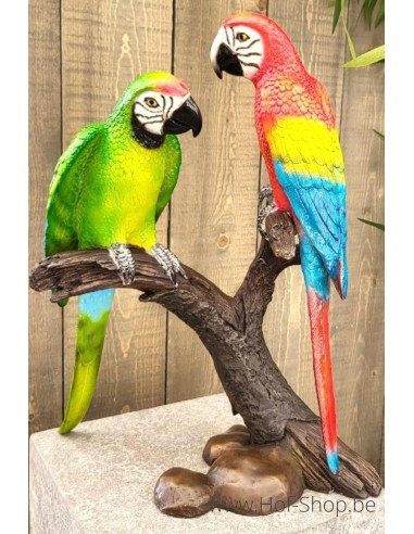 Deux perroquets sur une branche - statue en bronze (BS1436B)