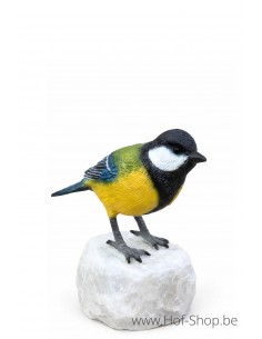Koolmees gekleurd - bronzen beeld (BS1544C)
