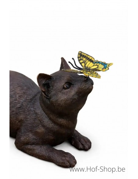 Chat avec papillion - statue en bronze (BS1192B)