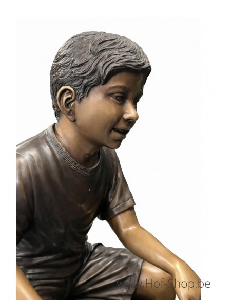 Twee schakende kindjes - bronzen beeld (B1437)