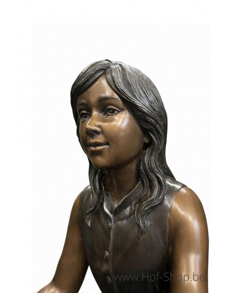 Twee schakende kindjes - bronzen beeld (B1437)