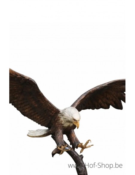 Aigle sur arbre - statue en bronze (B91359)