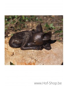 Slapend hertenkalf - bronzen beeld ( BS0482B)