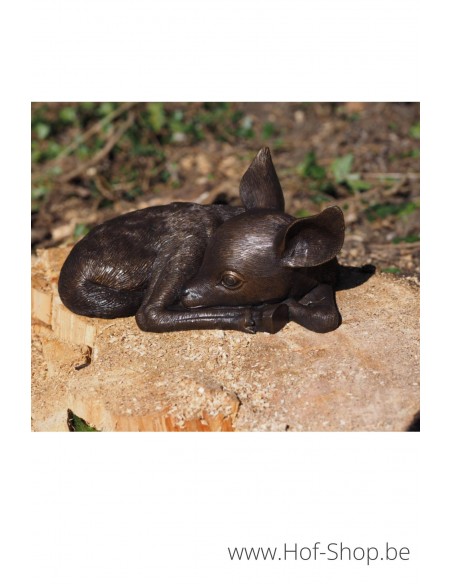 Faon endormi - statue en bronze ( BS0482B)